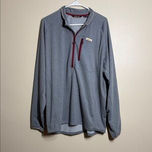 Orvis Men's Grey Red Horseshoe Hills 1/4 Zip Fleece Collared Pullover Size XL